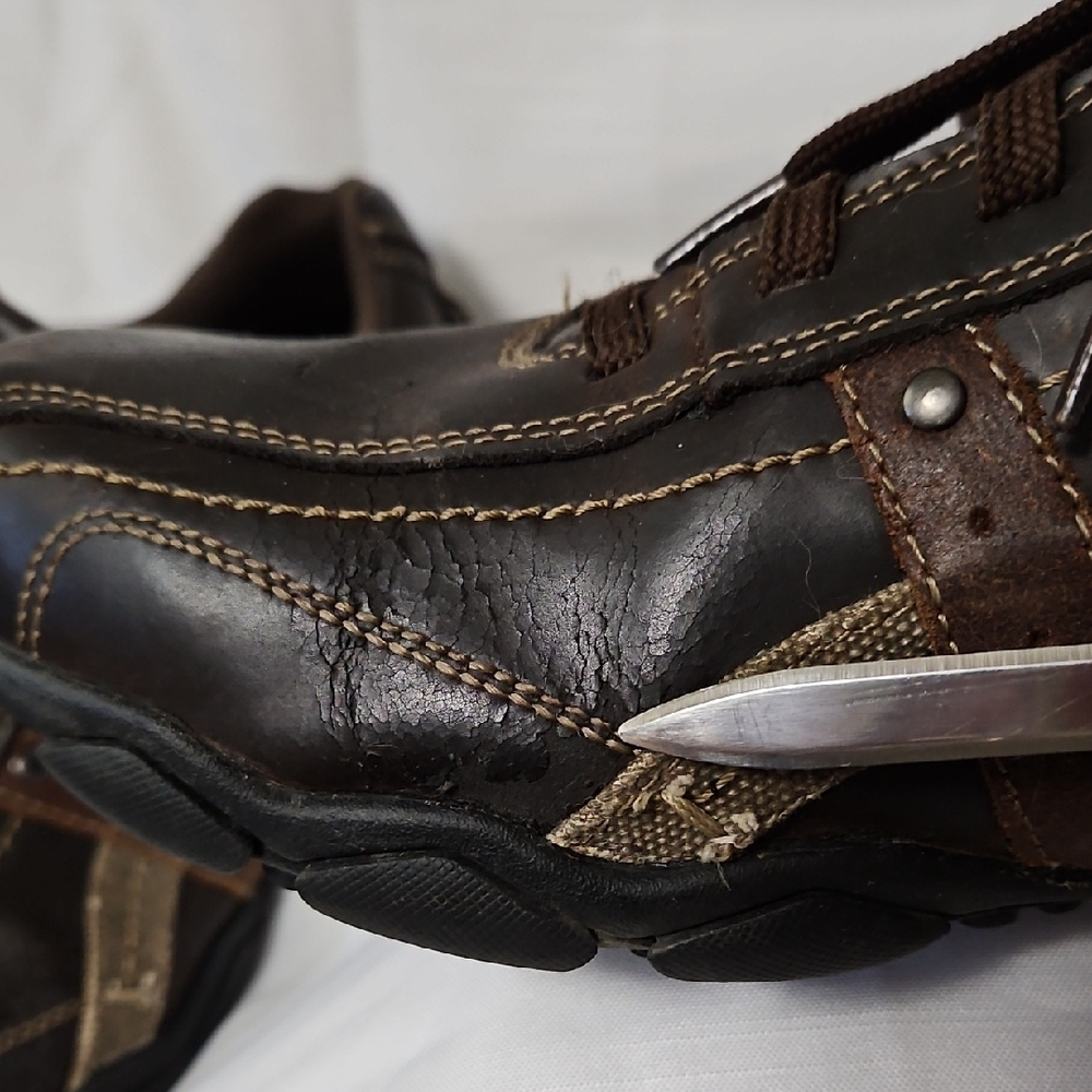 Skechers Men's Size 12 Blake Relaxed Step Brown Leather Casual Work Shoes 63385 - Picture 11 of 16